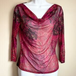 Rampage Drape 3/4 Sleeve Sheer Y2K Club Top Size L